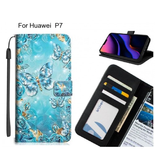 Huawei  P7 Case Leather Wallet Case 3D Pattern Printed