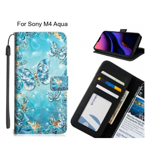 Sony M4 Aqua Case Leather Wallet Case 3D Pattern Printed