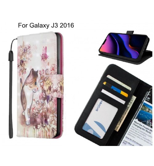 Galaxy J3 2016 Case Leather Wallet Case 3D Pattern Printed