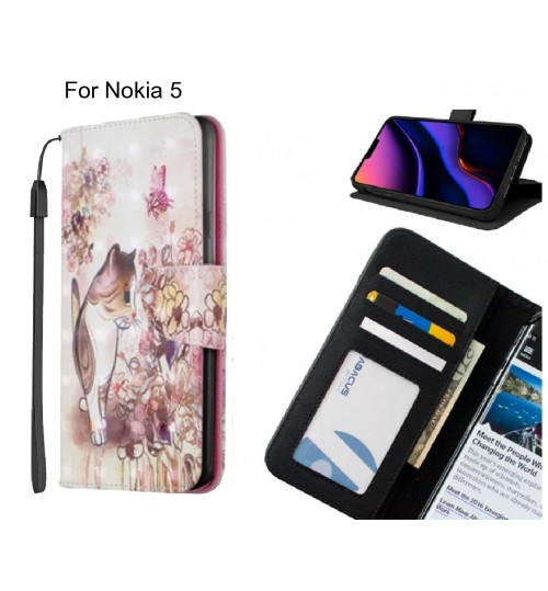 Nokia 5 Case Leather Wallet Case 3D Pattern Printed