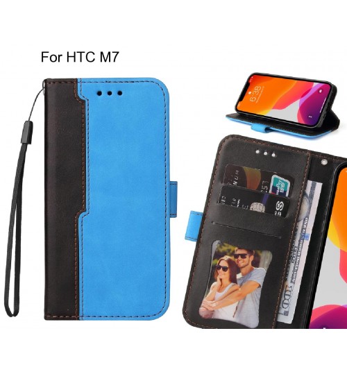 HTC M7 Case Wallet Denim Leather Case Cover