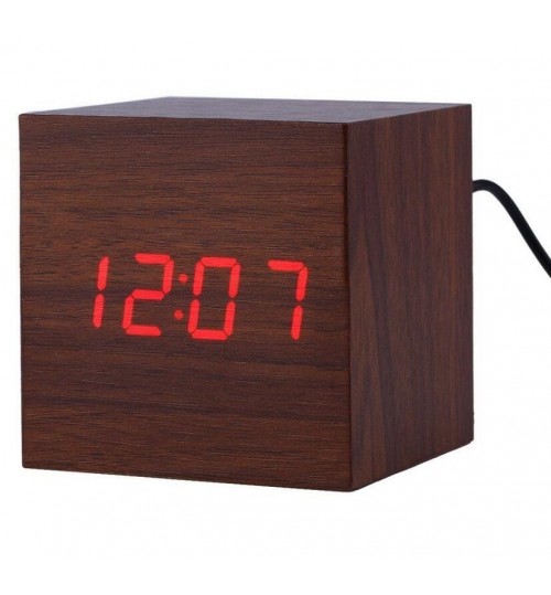 Wooden Wood Digital LED Alarm Clock