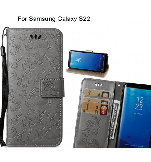 Samsung Galaxy S22  Case Leather Wallet case embossed unicon pattern