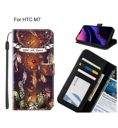 HTC M7 case leather wallet case printed ID