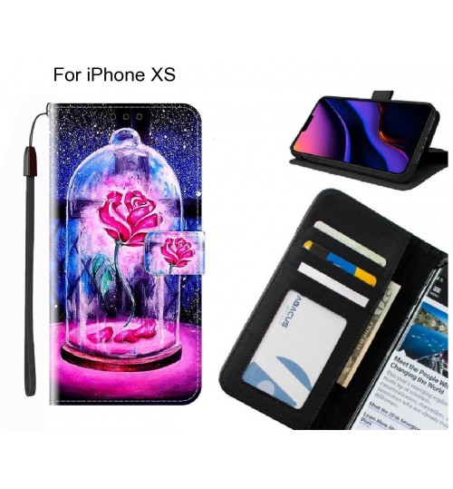 iPhone XS case leather wallet case printed ID