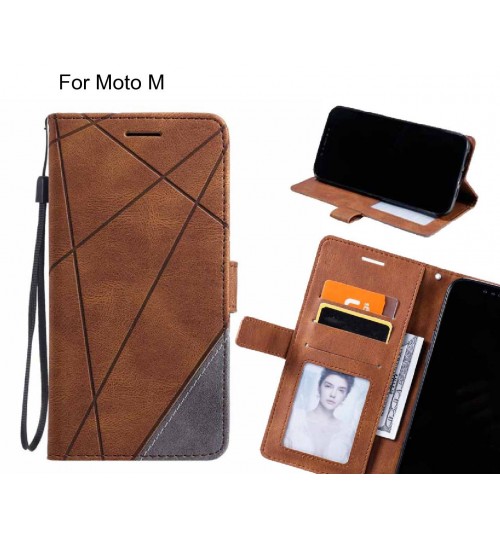 Moto M Case Wallet Premium Denim Leather Cover