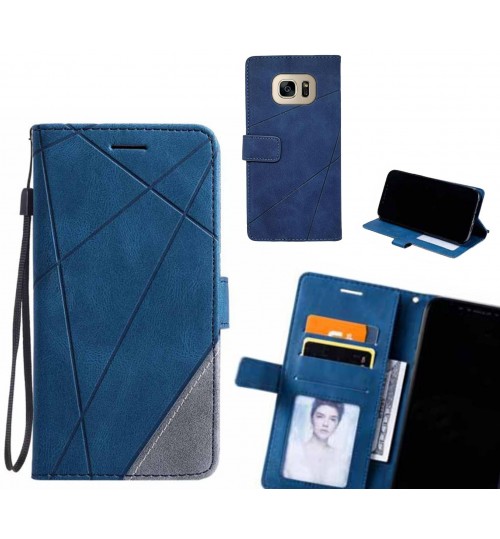 Galaxy S7 Case Wallet Premium Denim Leather Cover