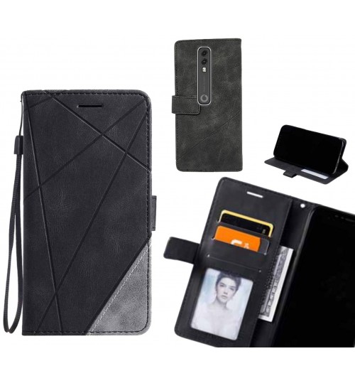 Vodafone V10 Case Wallet Premium Denim Leather Cover