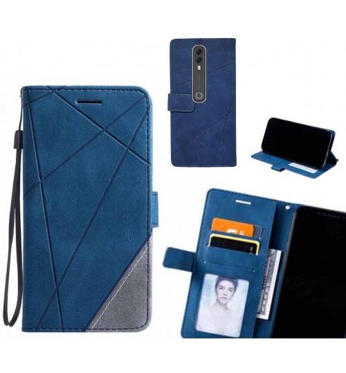 Vodafone V10 Case Wallet Premium Denim Leather Cover