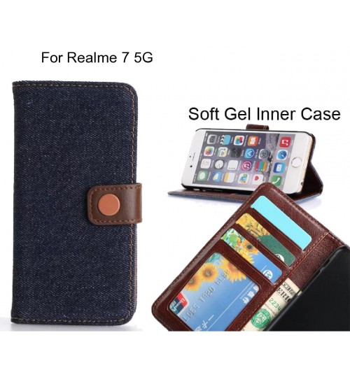 Realme 7 5G  case ultra slim retro jeans wallet case