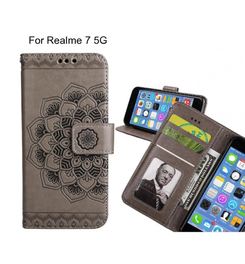 Realme 7 5G Case mandala embossed leather wallet case