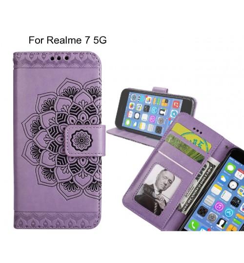 Realme 7 5G Case mandala embossed leather wallet case