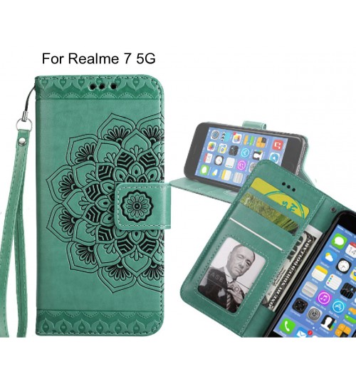 Realme 7 5G Case mandala embossed leather wallet case