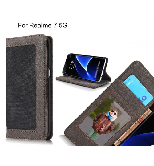 Realme 7 5G case contrast denim folio wallet case