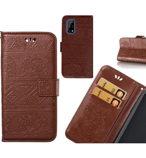 Realme 7 5G case Wallet Leather case Embossed Elephant Pattern