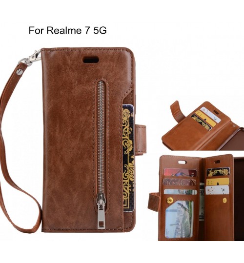 Realme 7 5G case 10 cards slots wallet leather case with zip