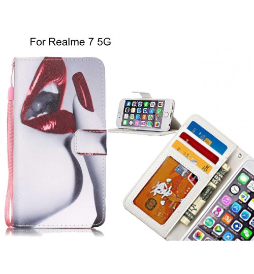 Realme 7 5G case 3 card leather wallet case printed ID