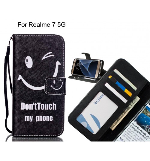 Realme 7 5G case 3 card leather wallet case printed ID