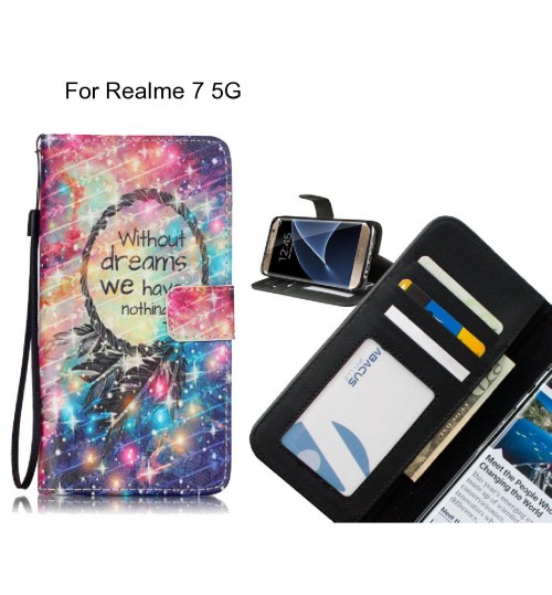 Realme 7 5G case 3 card leather wallet case printed ID