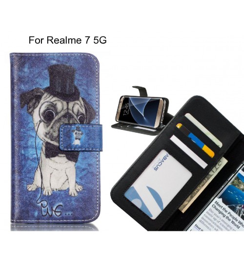 Realme 7 5G case 3 card leather wallet case printed ID