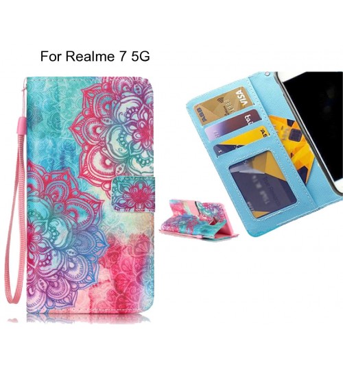 Realme 7 5G case 3 card leather wallet case printed ID