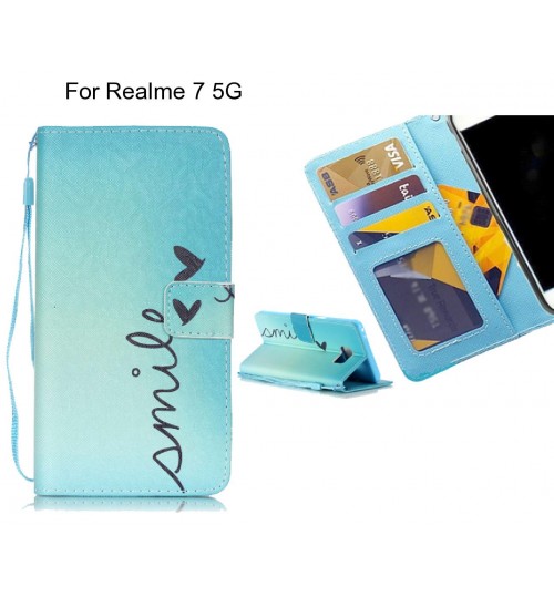 Realme 7 5G case 3 card leather wallet case printed ID