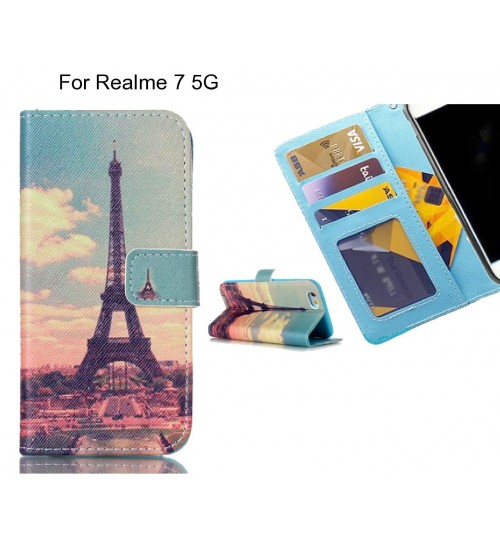 Realme 7 5G case 3 card leather wallet case printed ID