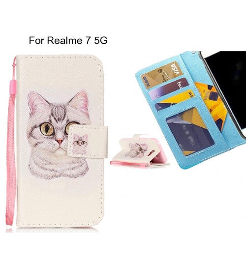 Realme 7 5G case 3 card leather wallet case printed ID