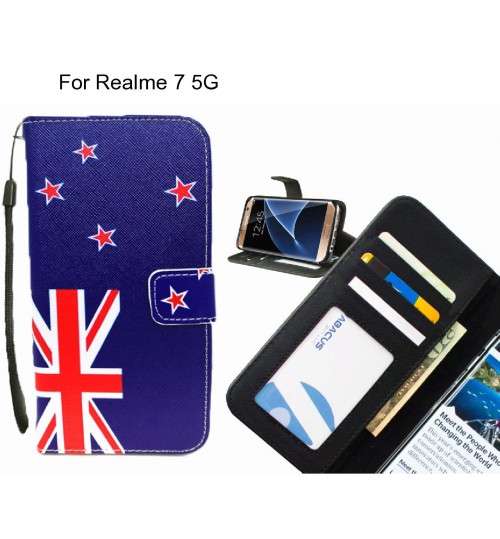 Realme 7 5G case 3 card leather wallet case printed ID