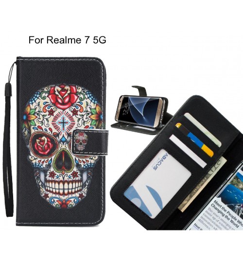 Realme 7 5G case 3 card leather wallet case printed ID