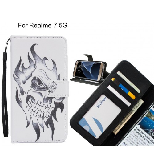 Realme 7 5G case 3 card leather wallet case printed ID