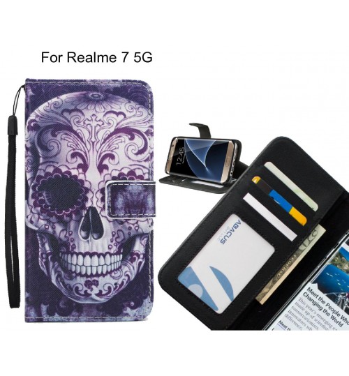 Realme 7 5G case 3 card leather wallet case printed ID