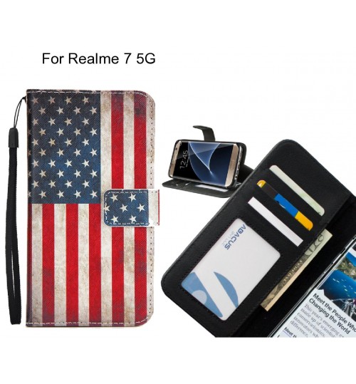 Realme 7 5G case 3 card leather wallet case printed ID