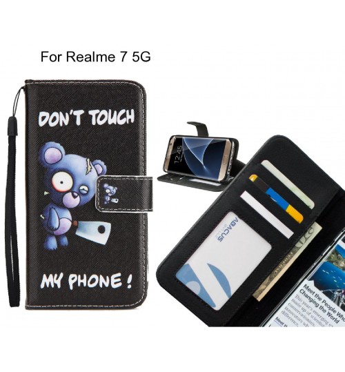 Realme 7 5G case 3 card leather wallet case printed ID