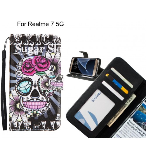 Realme 7 5G case 3 card leather wallet case printed ID