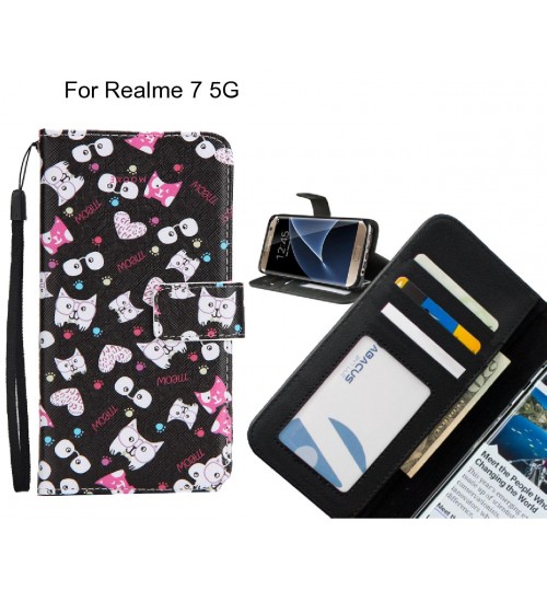 Realme 7 5G case 3 card leather wallet case printed ID