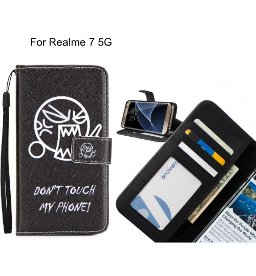 Realme 7 5G case 3 card leather wallet case printed ID