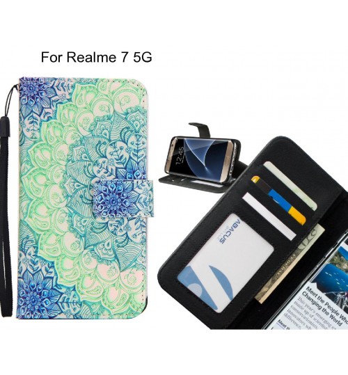 Realme 7 5G case 3 card leather wallet case printed ID