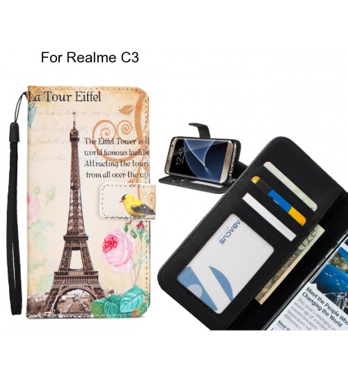 Realme C3 case 3 card leather wallet case printed ID