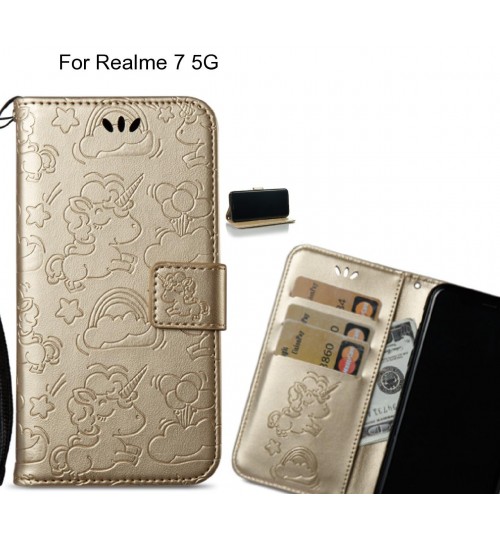 Realme 7 5G  Case Leather Wallet case embossed unicon pattern