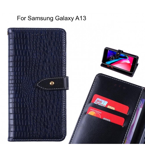 Samsung Galaxy A13 case croco pattern leather wallet case