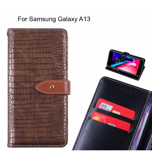 Samsung Galaxy A13 case croco pattern leather wallet case