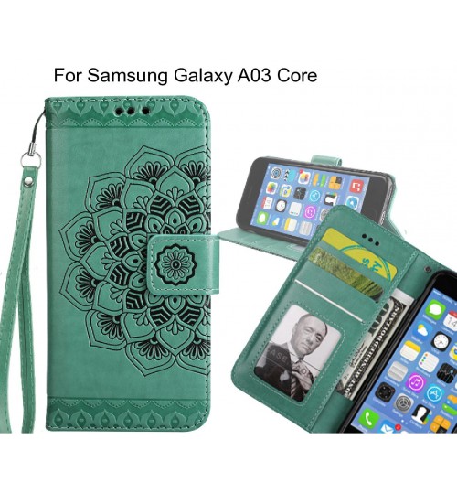 Samsung Galaxy A03 Core Case mandala embossed leather wallet case