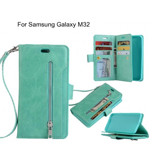 Samsung Galaxy M32 case 10 cards slots wallet leather case with zip