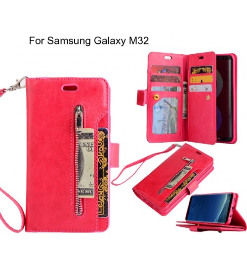 Samsung Galaxy M32 case 10 cards slots wallet leather case with zip