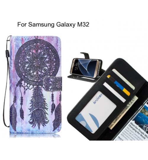 Samsung Galaxy M32 case 3 card leather wallet case printed ID