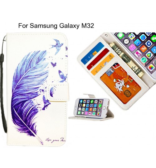 Samsung Galaxy M32 case 3 card leather wallet case printed ID