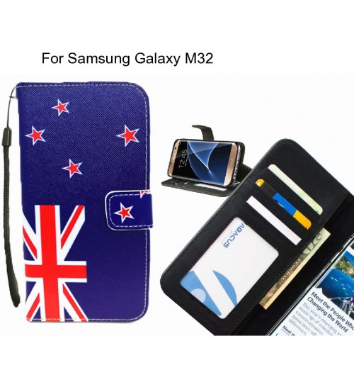 Samsung Galaxy M32 case 3 card leather wallet case printed ID