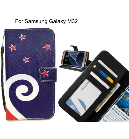 Samsung Galaxy M32 case 3 card leather wallet case printed ID