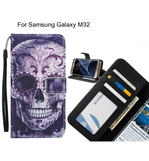 Samsung Galaxy M32 case 3 card leather wallet case printed ID